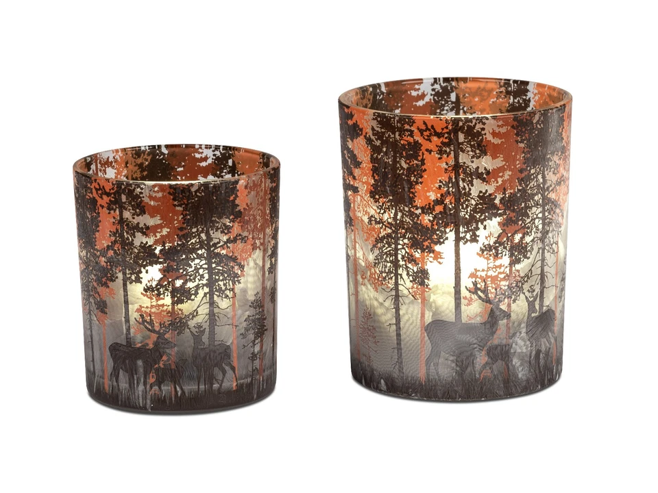 Formano Windlicht "Abendlicht" Wald Hirsch Winter Tier braun orange Weihnachten - Bild 1 von 1