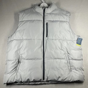 Tek Gear gefütterte Weste Herren 3XB silber grau durchgehender Reißverschluss wasserabweisend Tasche - Bild 1 von 10