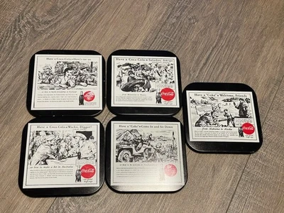 Vintage 1993 Coca-Cola Metal Coasters Lot Of 5 Coasters - Image 1 of 4