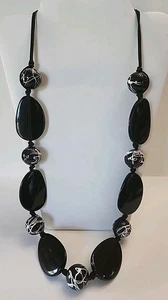 Chico's Long Beaded Necklace Black & White Statement Fashion Jewelry 32 in - Picture 1 of 3