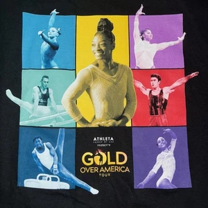 Athleta Gold Over America Tour Shirt Simone Biles Gymnastics Rare Medium T Shirt - Picture 1 of 7