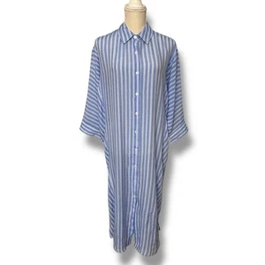 NWT Marissa Olivia Blue with White Stripe Oversized Shirt Dress Size Small - Picture 1 of 7