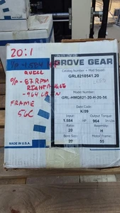 grove gear grl-hmq821-20-h-20-56 right angle reducer ratio 20:1 location I-3 - Picture 1 of 6