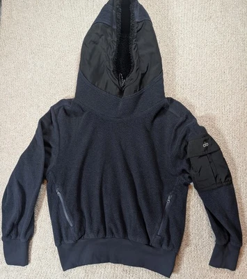 Alo Yoga Foxy Sherpa Hoodie Black Fleece Pullover Contrast Hood Women’s XS - Image 1 of 4