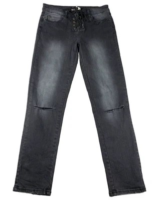 Billabong Womens Jeans Sz 27 Black Lace-Up Distressed Skinny Leg Stretch - Image 1 of 4