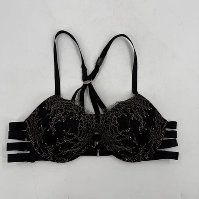 Victoria's Secret Very Sexy Black Lace Strappy Push-Up Bra 36B - Image 1 of 4