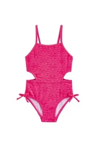 Girls One Piece Swimwear Cut Out Floral Print 2-12Years Bow Beach Bathing Swi... - Picture 1 of 7
