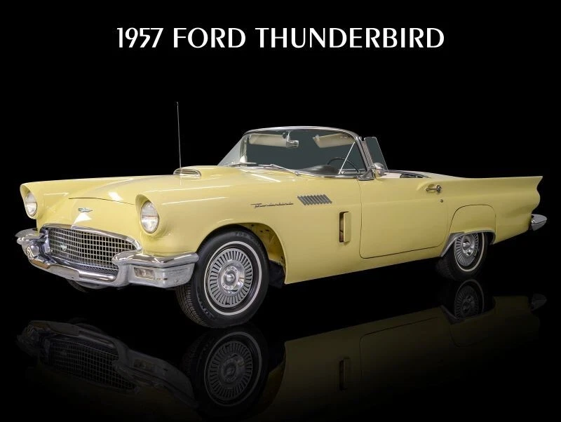 1957 Ford Thunderbird Convertible in Yellow NEW METAL SIGN: 12x16" Ships Free - Image 1 of 1