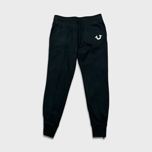 True Religion Sweatpants Mens Small Black Sports Casual Fleece Taper Leg Joggers - Picture 1 of 11