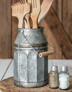 CUBO DE LECHE GALVANIZADO CON ASA CADDY--SOPORTE UTENSILIOS DE COCINA/CADDY - Imagen 1 de 1