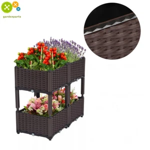 Rectangular Raised Garden Bed Elevated Flower Vegetable Grow Planter Care Box x2 - Picture 1 of 24