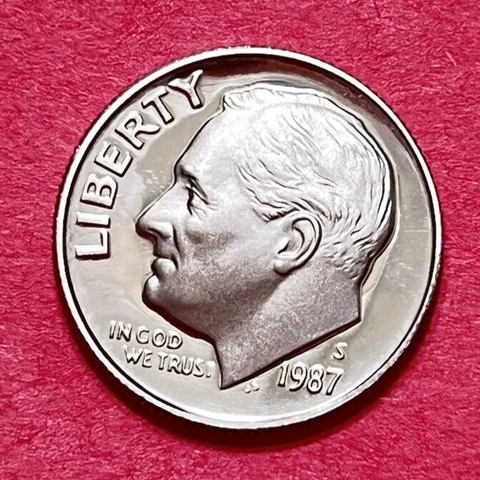 1987 S Roosevelt Dime GEM DEEP CAMEO PROOF Cover