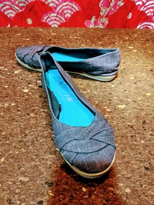 Sapatilhas de balé Blowfish biqueira redonda denim com amortecimento em azul médio, tamanho 10,5 - Imagem 1 de 4