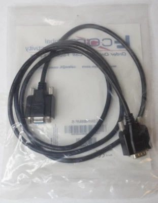 L-Com CSMNB9MF-5 Deluxe Molded D-Sub Cable DB9 Male Female 5ft Serial RS232 - Image 1 of 3