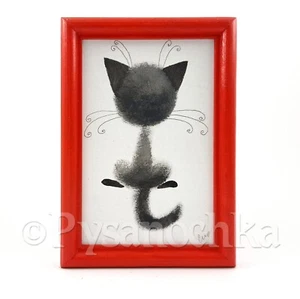 Divertida imagen de regalo gato hecha a mano pintura gráficos decoración de pared por artista ucraniano - Imagen 1 de 12