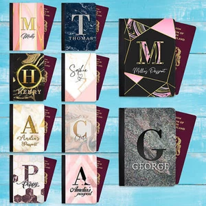 Cubierta de pasaporte de diseño de mármol personalizada cualquier nombre regalo vacaciones 15 - Imagen 1 de 23