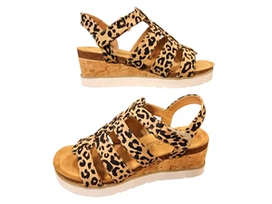 Corkys Sandal Fantasy Women's 9 Leopard 41-0107-LEOP Adjustable Wedge Heel New - Picture 1 of 11