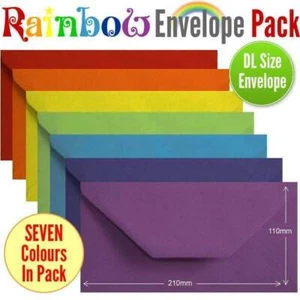 105 bunte Regenbogen Briefumschläge. Mehrfarbig DL gummiert Regenbogenfarben - Bild 1 von 1