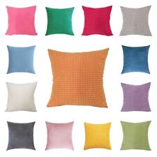 Home Sofa Corduroy Plaids Pillow Case Checks Grids Solid Zipper Cushion Cover