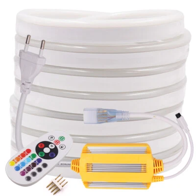 LED Strip 5050 RGB Neon Rope Light Waterproof 220V Flexible Outdoor Lighting New - Image 1 of 4
