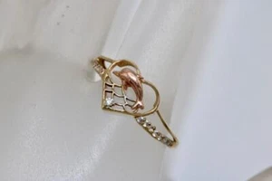 14K Two-tone Gold Yellow/Rose Dolphin Heart Ring with Cubic Zirconia Size 9.75 - Picture 1 of 6