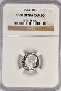 1964 Roosevelt Dime Proof NGC PF 68 ULTRA CAMEO PR68DCAM Old Holder Coin 10C - Picture 1 of 2