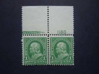 1998 #279 1 Franklin Pair w/Plate # & Inscription MNH OG F/VF CV $50 - Image 1 of 2