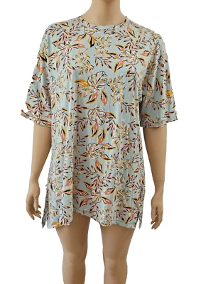 2XL Shirtkleid Tunika MARKS AND SPENCER hellgrün Blumen Muster Minikleid - Bild 1 von 4