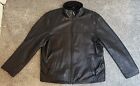 GUESS Vintage Men's Genuine Leather Jacket Size XL Full Zip Pockets Designer VTG