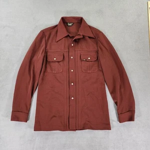 Vtg Lee MR Western Shirt Mens M-L Brown Button Up Rockabilly Pearl Snap USA Made - Picture 1 of 18