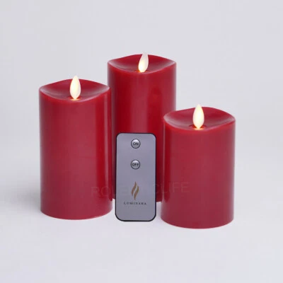 Luminara Sin Llama LED Cera Cera Sin Plazas Batería Velas Mecha Móvil Remota 3x4.5" ROJO Foto 1 de 4