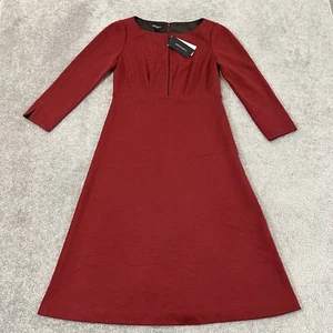 LAFAYETTE 148 Dress Womens Size 4 Auburn Red Mid Length Knee Wool 3/4 $548 NEW - Picture 1 of 15