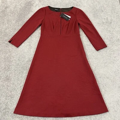 Vestido LAFAYETTE 148 para mujer talla 4 rojo castaño rojizo longitud media rodilla lana 3/4 $548 NUEVO Foto 1 de 4