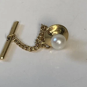 Vintage Tie Tack Faux Pearl Tie Pin - Picture 1 of 3