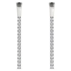 3Ct Round Cut Lab-Created Diamond Match Stick Drop Earrings 14k SOLID White Gold - Picture 1 of 7