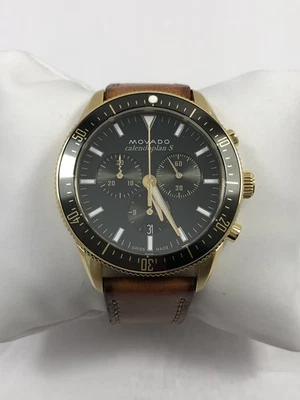 Relógio masculino de couro Movado Heritage Series Calendoplan S cronógrafo quartzo 3650122 - Imagem 1 de 4