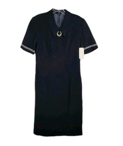 Vintage American Airlines Flight Attendant Dress AMR Navy Blue - 6 Tall - New! - Picture 1 of 20