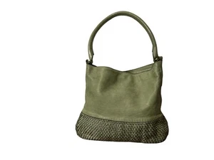 Marta Ponti Portugal Luxus Leder Boho geflochten Schultertasche Handtasche grün - Bild 1 von 11