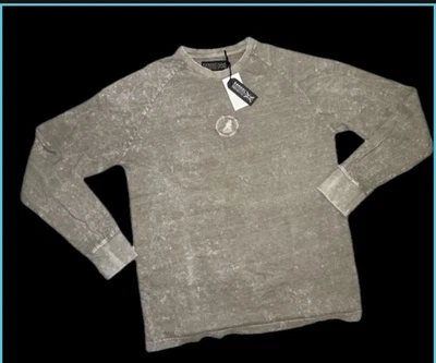 Camiseta Pulôver Kangol Sand Acid Wash Manga Longa Nova Com Etiqueta Média Masculina - Imagem 1 de 4