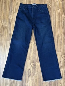 Pantalones de mezclilla para mujer Joe's 27 tiro alto pierna ancha lavado oscuro dobladillo crudo elástico - Imagen 1 de 8