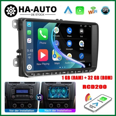 Für VW GOLF 5 6 Touran EOS Tiguan Polo DAB+ Android 14 Carplay Autoradio RCD200 - Bild 1 von 4