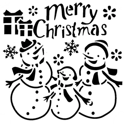 Really Great Stencils, Snowman Family Stencil, 5x5", Merry Christmas, Happy - Image 1 of 2