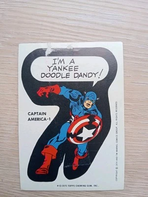 1975 Scanlens Comic Book Heroes Sticker TOPPS Marvel Card Captain America Rare - Image 1 of 2