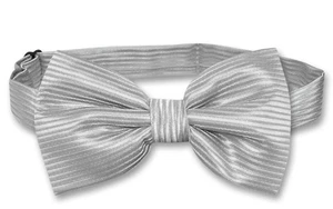 Pajarita Vesuvio Napoli gris plata diseño a rayas horizontales para hombre - Imagen 1 de 1