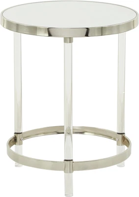 Mesa auxiliar de plástico acrílico con tapa de vidrio espejado, Ta lateral Foto 1 de 4