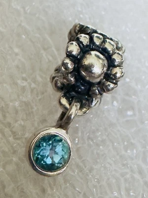 Authentic PANDORA Blue Dew Drop Paraiba topaz Dangle Charm Retired - Image 1 of 4