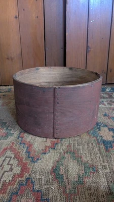 Mejor pintura roja original medida grano madera primitiva antigua 11,25" Foto 1 de 4