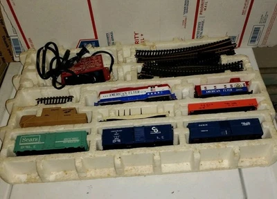 Lionel Train Set HOnAmerican Flyer Red White Blue Locomotive Sears Freight Car - Image 1 of 4