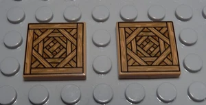 Bloques de sujeción azulejo 2x2 ocre con decoración de madera compatible con grandes marcas 2 uds - Imagen 1 de 1