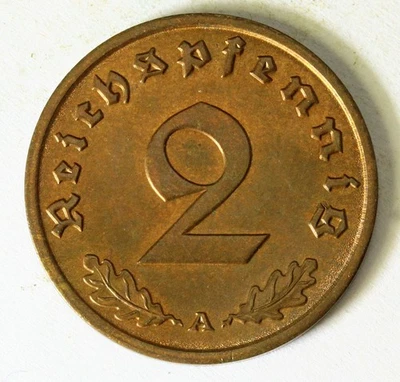 GERMANY (Third Reich) 2 Reichspfennig 1939 A - Bronze - aUNC - 3782 - Image 1 of 2